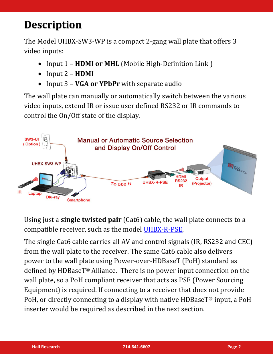 Hall Research UHBX-SW3-WP User Manual | Page 2 / 12
