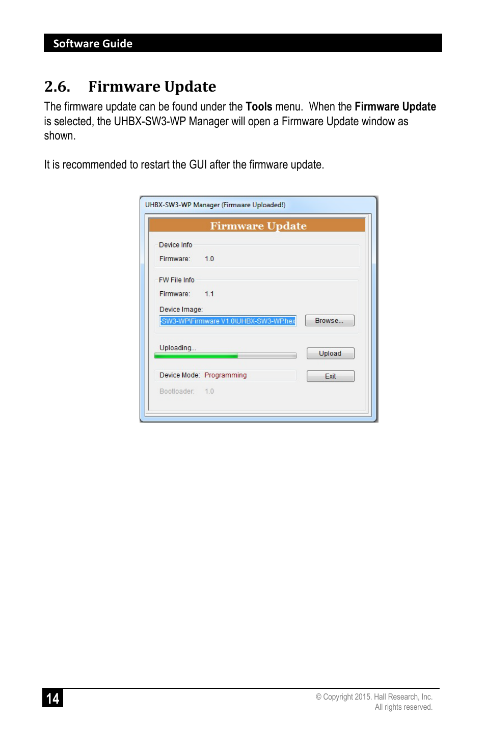 Firmware update | Hall Research UHBX-SW3-WP User Manual | Page 16 / 20