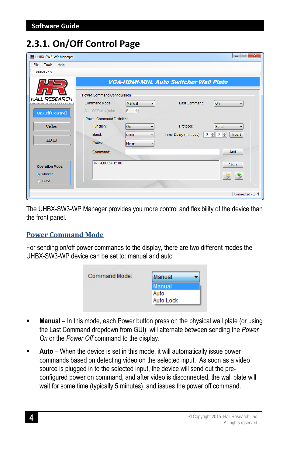 On/off control page | Hall Research UHBX-SW3-WP User Manual | Page 6 / 20