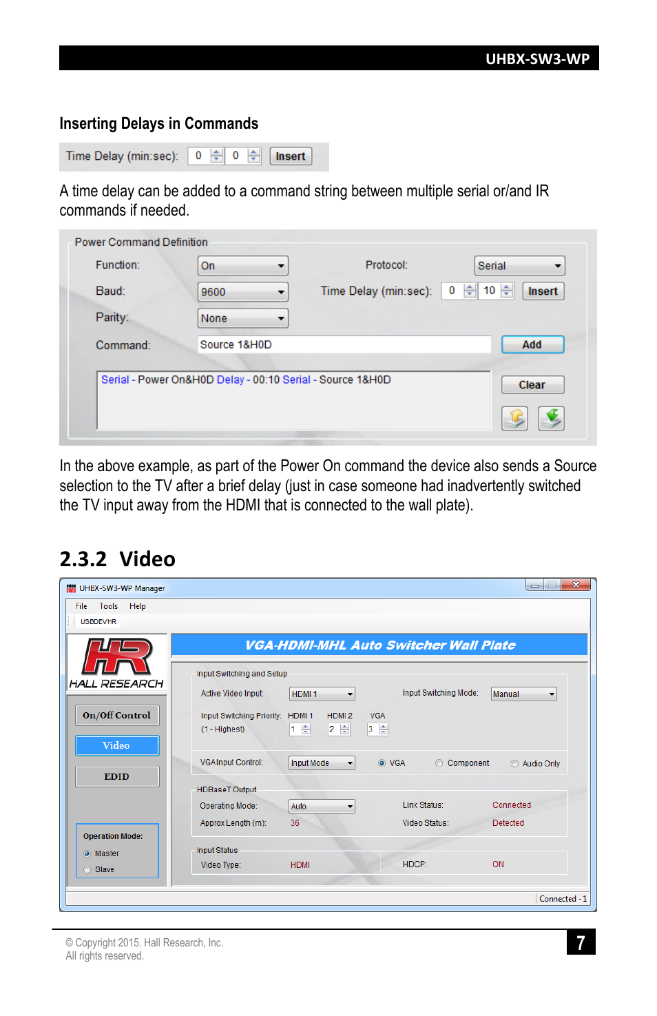 Video, 2 video | Hall Research UHBX-SW3-WP User Manual | Page 9 / 20