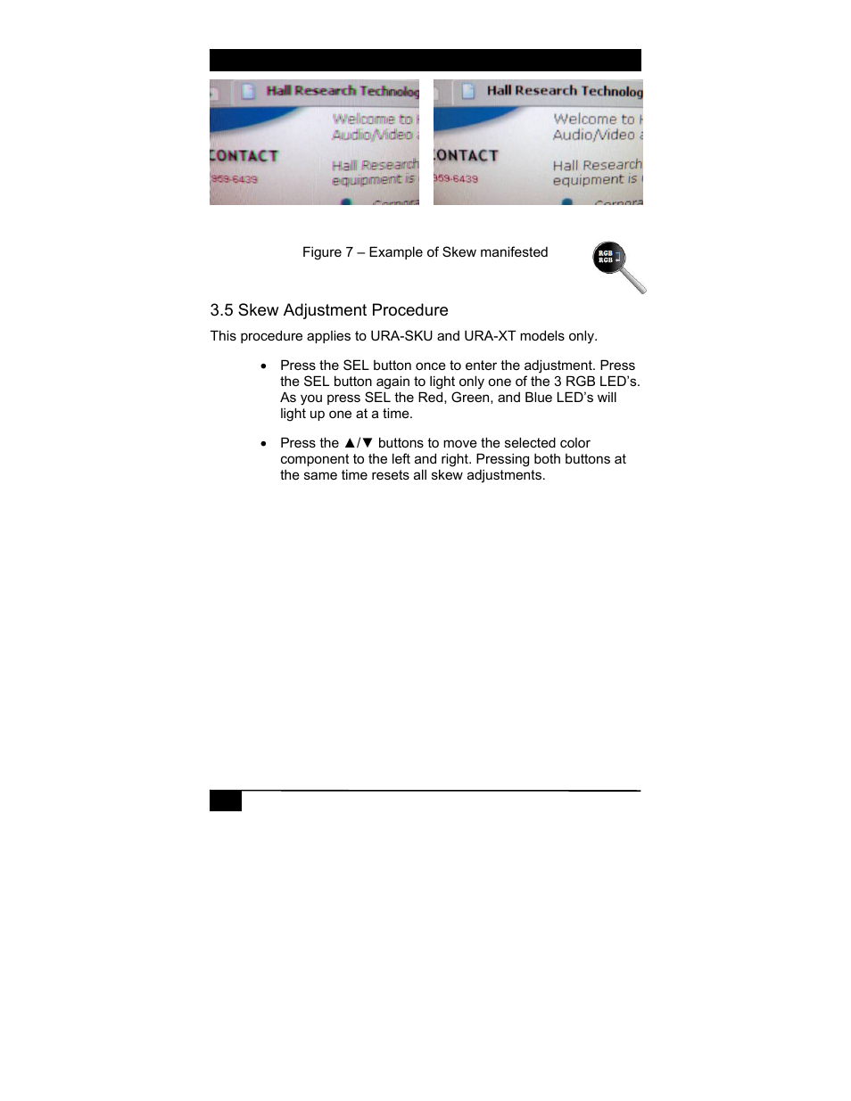 5 skew adjustment procedure | Hall Research URA-XT User Manual | Page 14 / 20
