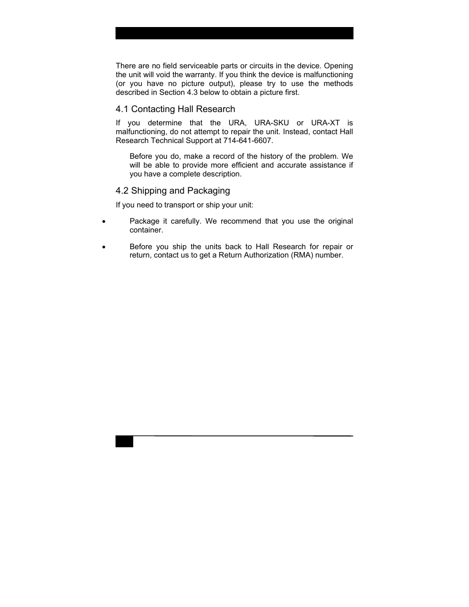 Troubleshooting | Hall Research URA-XT User Manual | Page 16 / 20