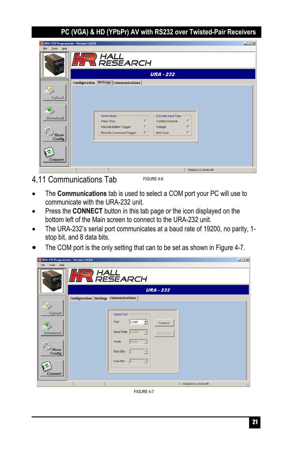 11 communications tab | Hall Research URA-232-XT User Manual | Page 23 / 32
