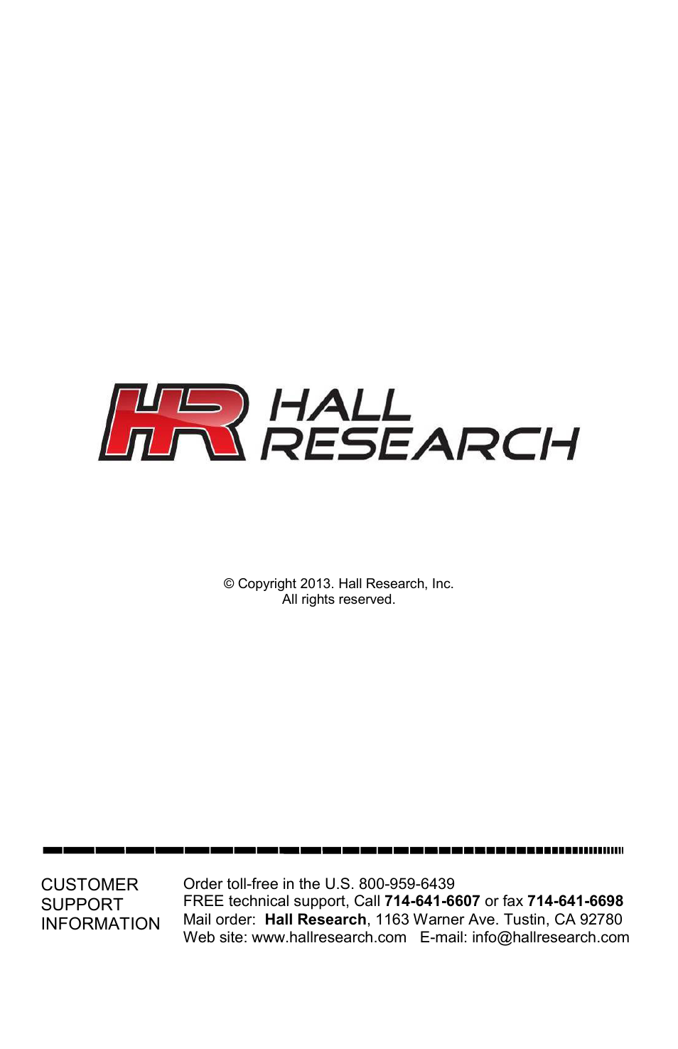 Hall Research SP-HD-4A User Manual | Page 8 / 8