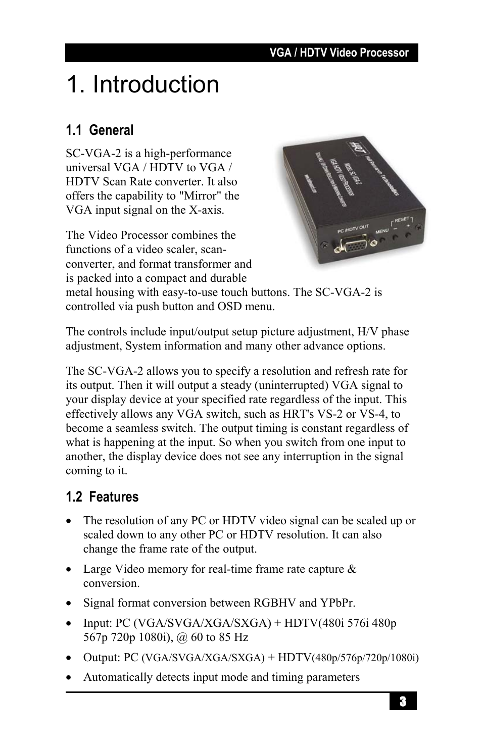 Introduction | Hall Research SC-VGA-2A User Manual | Page 5 / 16