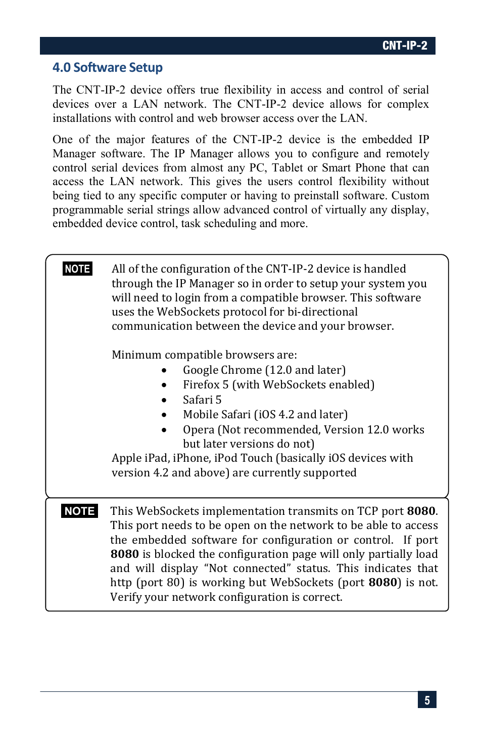 0 software setup | Hall Research CNT-IP-2 User Manual | Page 5 / 29