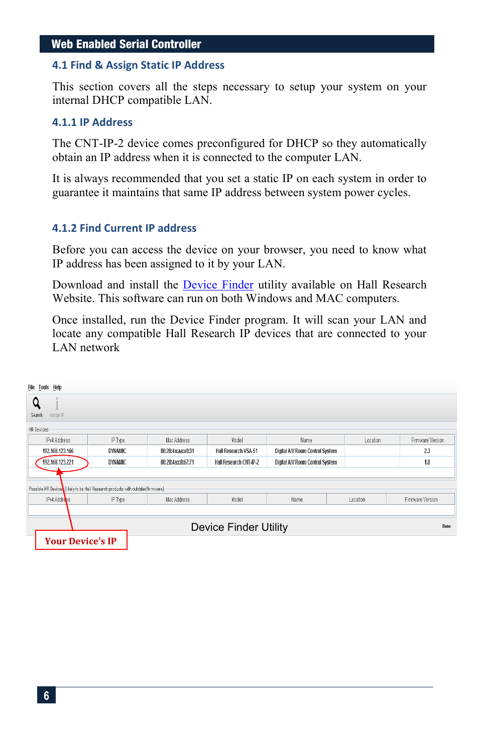 1 find & assign static ip address | Hall Research CNT-IP-2 User Manual | Page 6 / 29