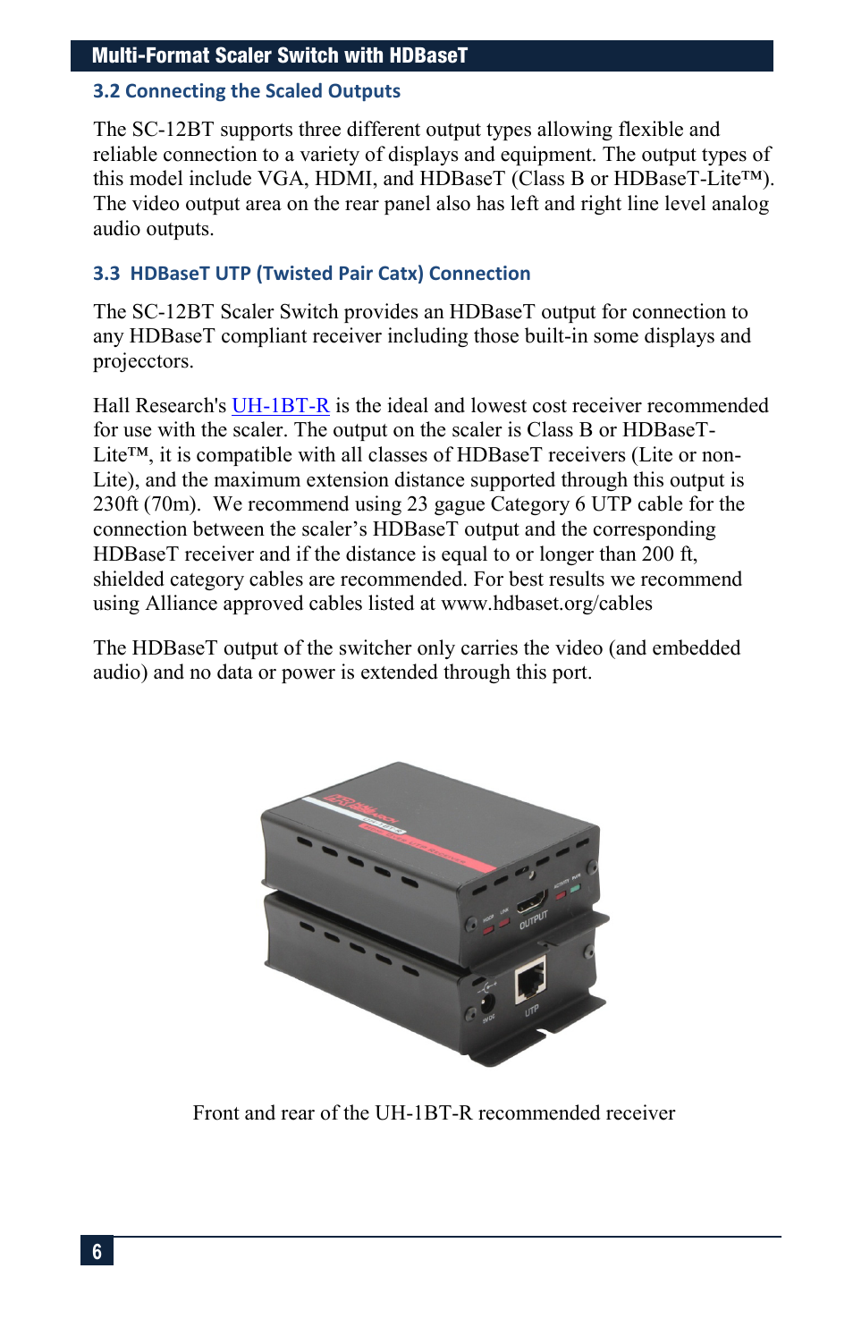 2 connecting the scaled outputs | Hall Research SC-12BT User Manual | Page 6 / 16