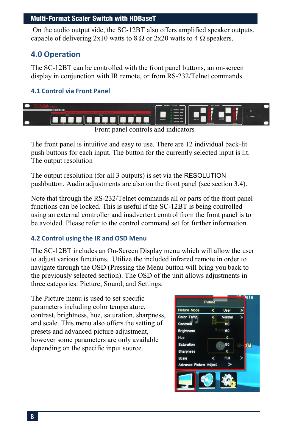 0 operation | Hall Research SC-12BT User Manual | Page 8 / 16