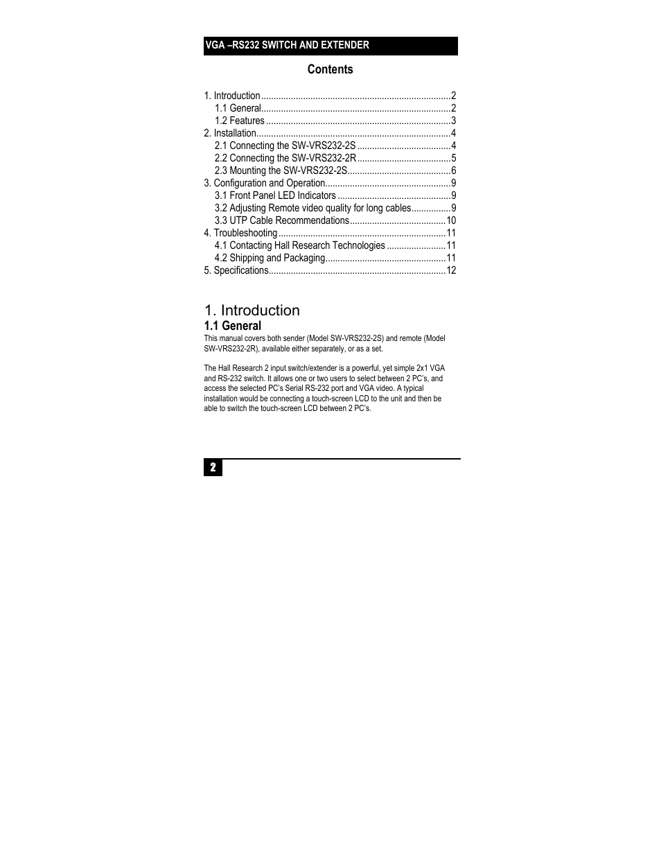 Introduction | Hall Research SW-VRS232-2S User Manual | Page 4 / 16