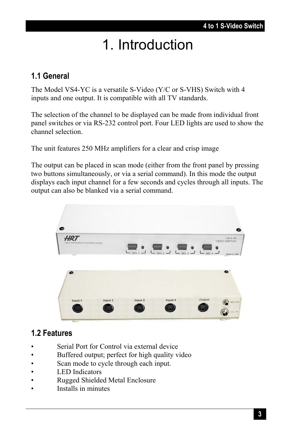 Introduction | Hall Research VS4-YC User Manual | Page 3 / 8