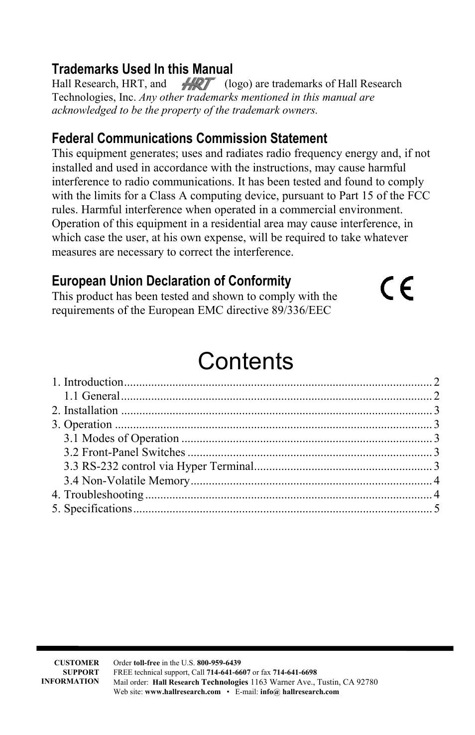 Hall Research VS4-YCA User Manual | Page 3 / 8