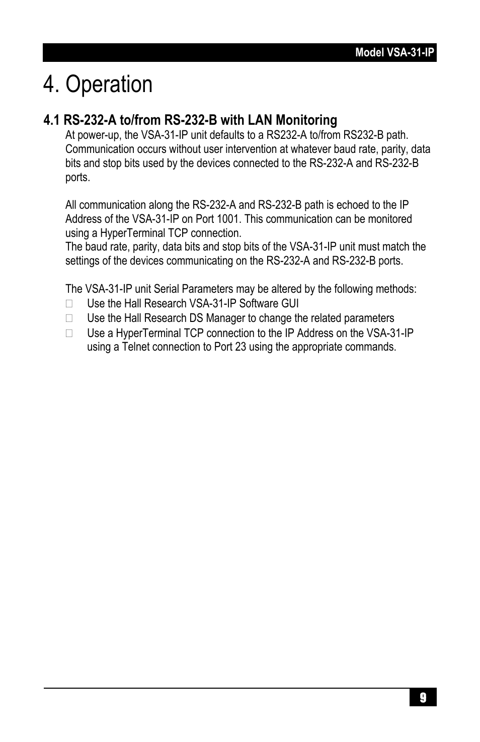 Operation | Hall Research VSA-31-IP User Manual | Page 11 / 24