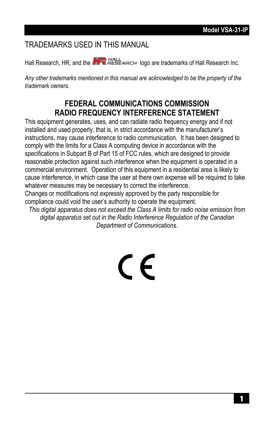 Hall Research VSA-31-IP User Manual | Page 3 / 24