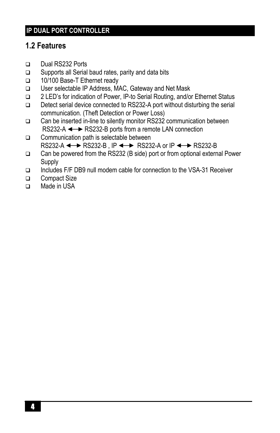 2 features | Hall Research VSA-31-IP User Manual | Page 6 / 24