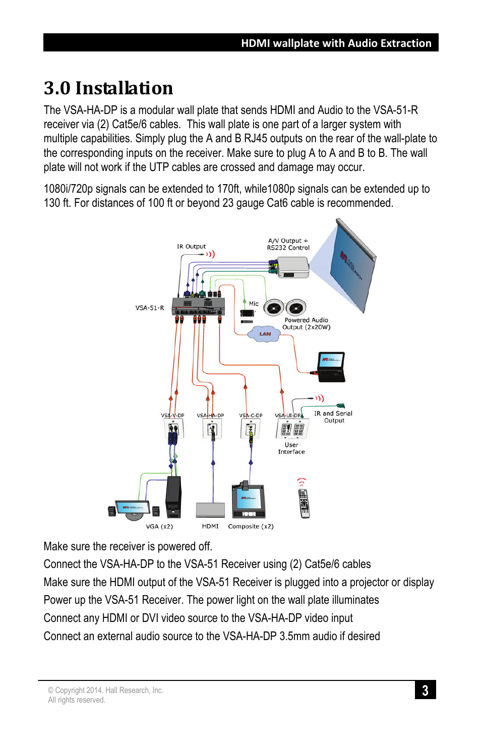 0 installation, Installation | Hall Research VSA-HA-DP User Manual | Page 5 / 8