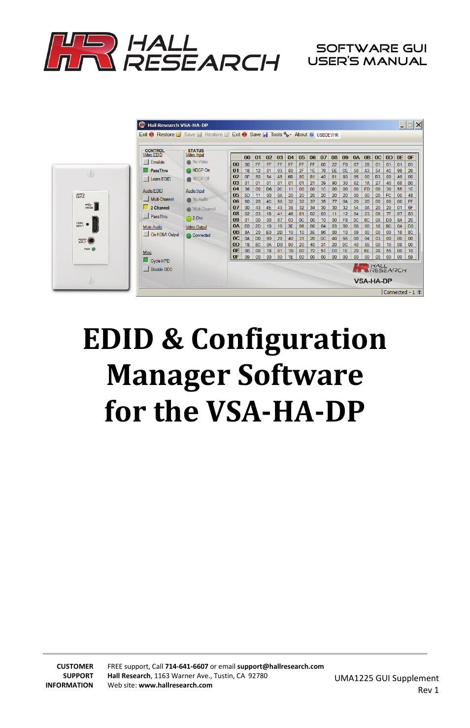 Hall Research VSA-HA-DP User Manual | 12 pages