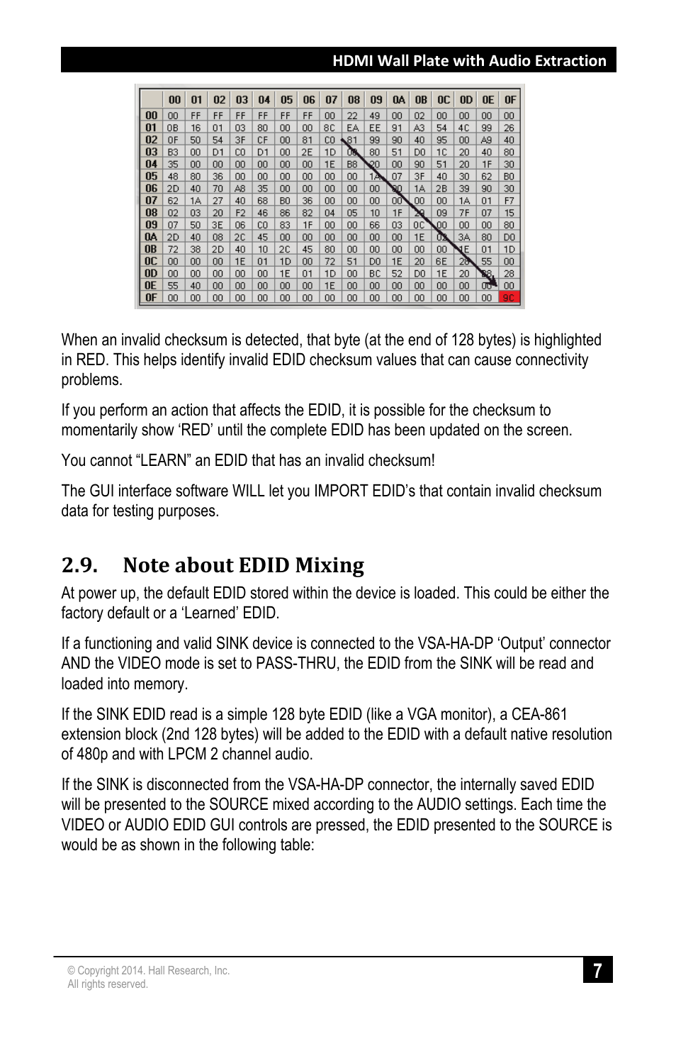 Note about edid mixing | Hall Research VSA-HA-DP User Manual | Page 9 / 12