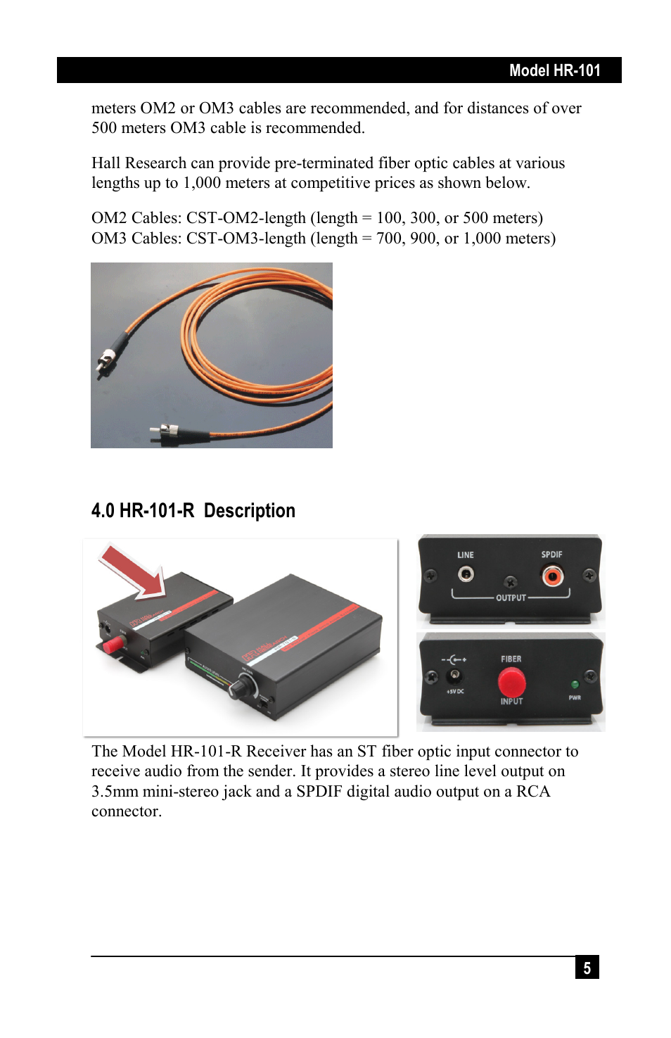 0 hr-101-r description | Hall Research HR-101-S User Manual | Page 5 / 8