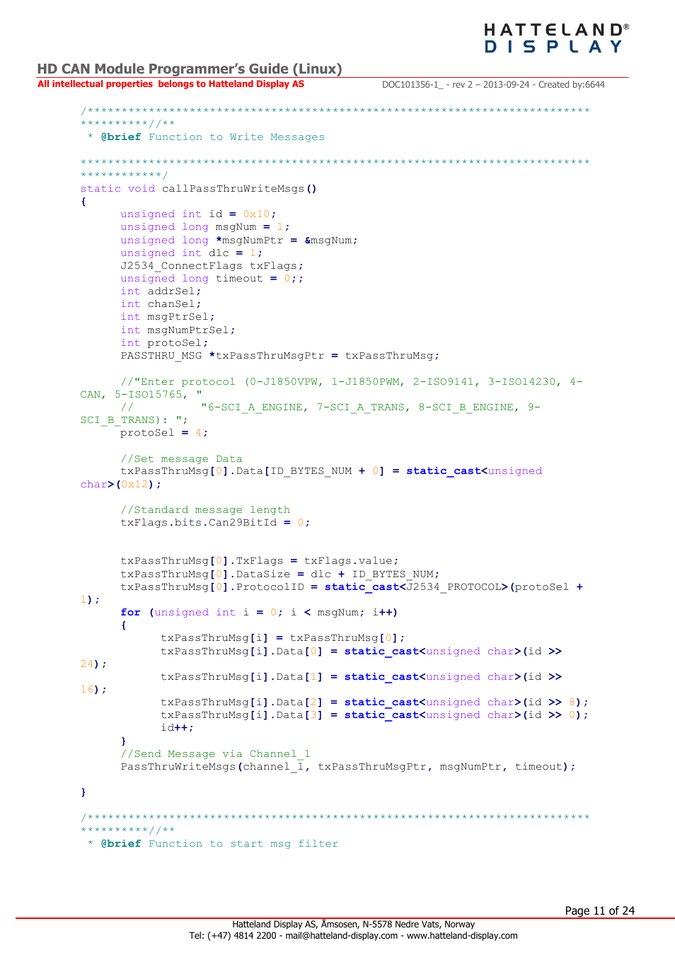 Hd can module programmer’s guide (linux) | Hatteland Display HT B22 (Fanless) User Manual | Page 11 / 24