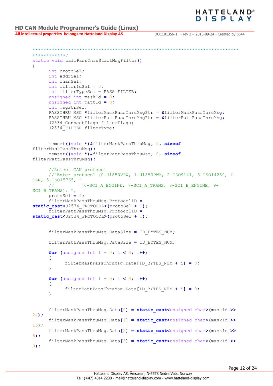 Hd can module programmer’s guide (linux) | Hatteland Display HT B22 (Fanless) User Manual | Page 12 / 24