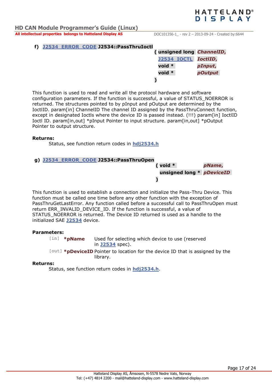 Hd can module programmer’s guide (linux) | Hatteland Display HT B22 (Fanless) User Manual | Page 17 / 24