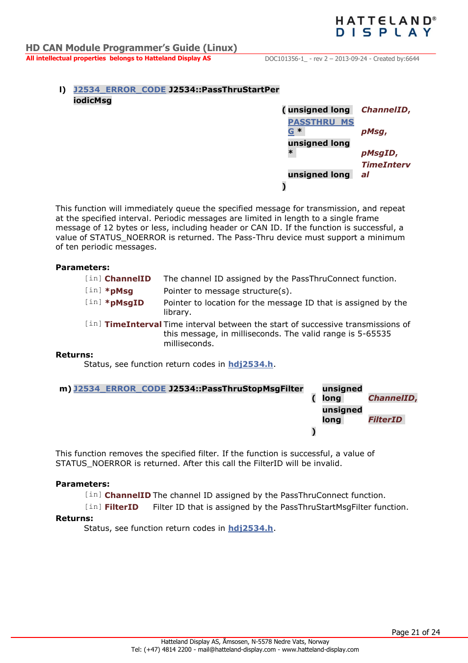 Hd can module programmer’s guide (linux) | Hatteland Display HT B22 (Fanless) User Manual | Page 21 / 24