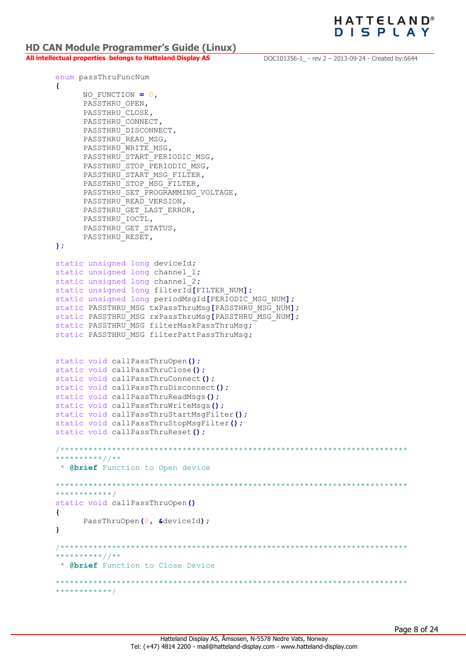 Hd can module programmer’s guide (linux) | Hatteland Display HT B22 (Fanless) User Manual | Page 8 / 24