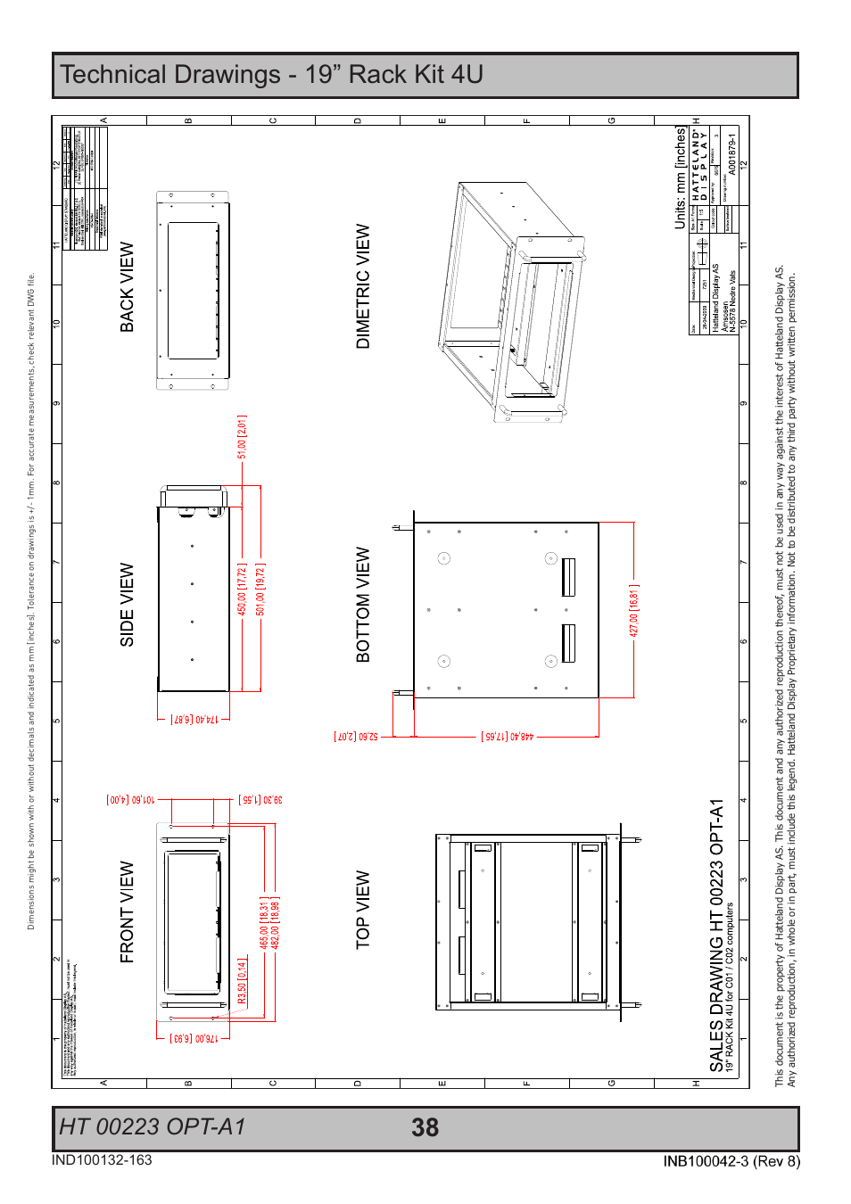 Technical drawings - 19” rack kit 4u | Hatteland Display HM C01 (Rugged) User Manual | Page 38 / 52