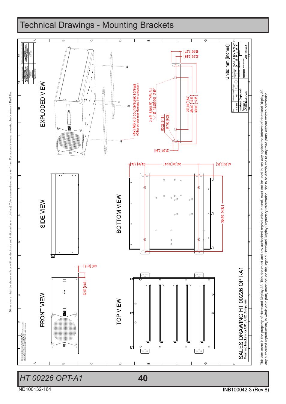 Technical drawings - mounting brackets | Hatteland Display HM C01 (Rugged) User Manual | Page 40 / 52