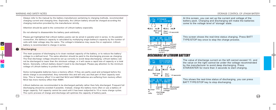 Discharge of lithium battery | Imaxrc B6-TWINS User Manual | Page 12 / 16