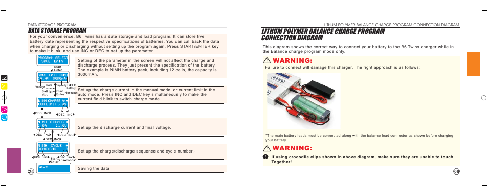 Warning, Data storage program | Imaxrc B6-TWINS User Manual | Page 7 / 16