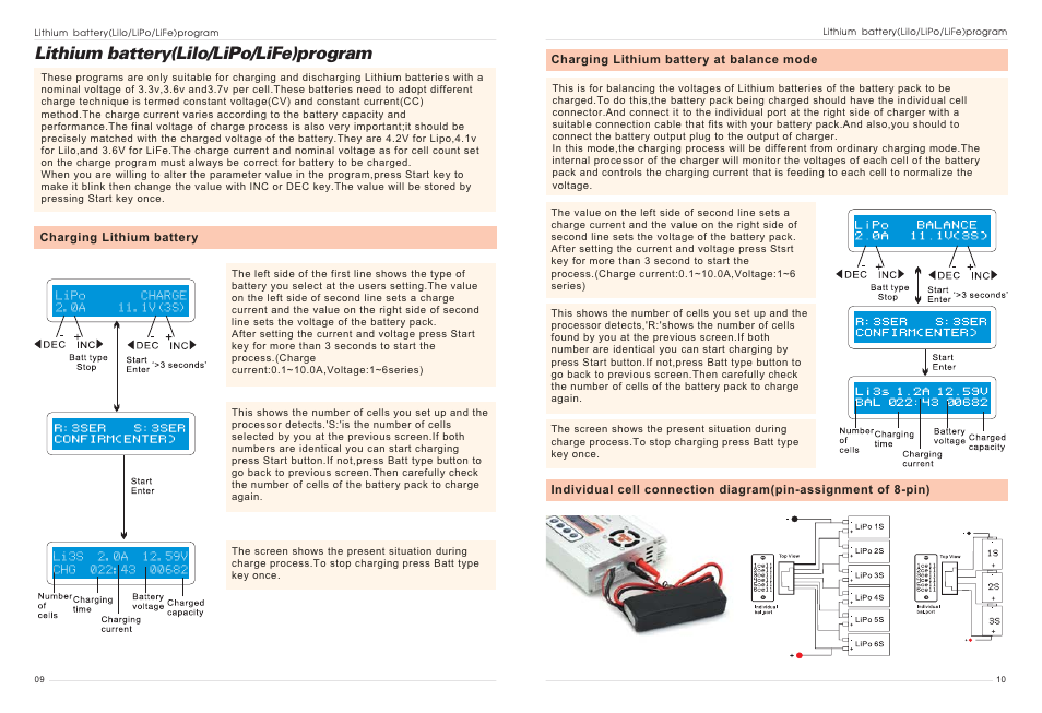 Lithium battery(lilo/lipo/life)program | Imaxrc B610-PRO User Manual | Page 6 / 13