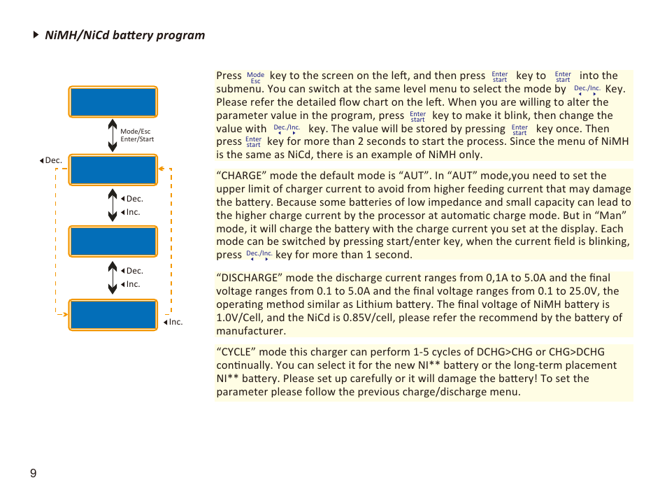 Nimh/nicd battery program | Imaxrc B606-AC-PRO User Manual | Page 12 / 20
