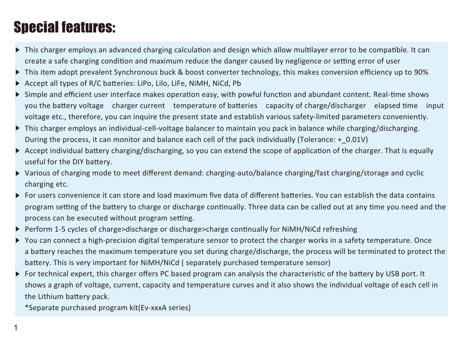 Special features | Imaxrc B606-AC-PRO User Manual | Page 4 / 20