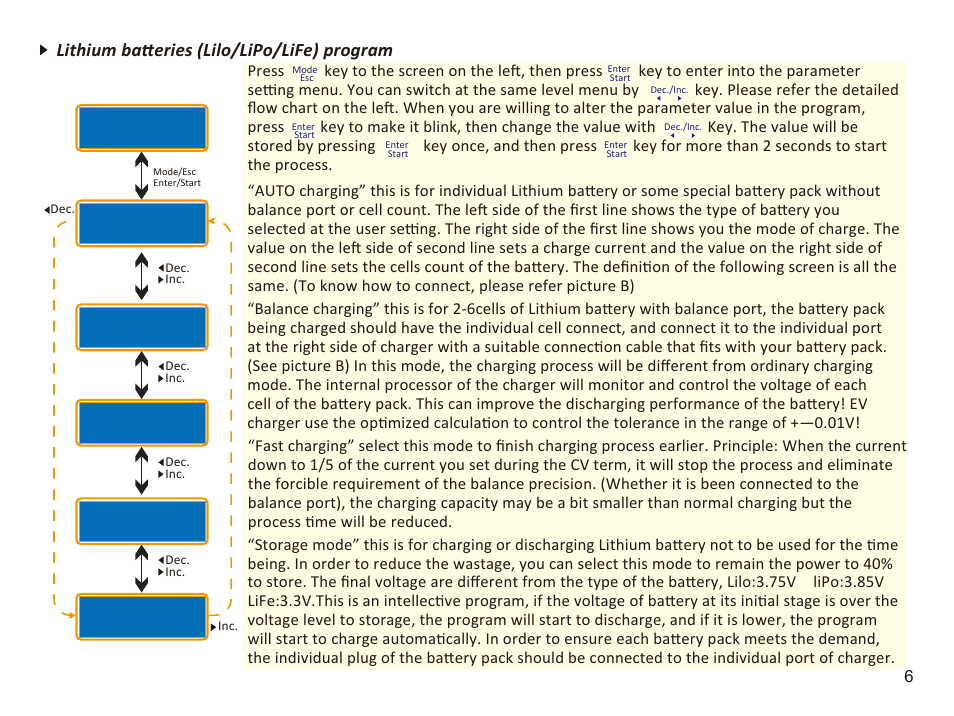 Lithium batteries (lilo/lipo/life) program | Imaxrc B606-AC-PRO User Manual | Page 9 / 20