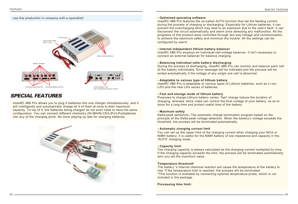 Special features | Imaxrc 4B6-PRO User Manual | Page 3 / 13