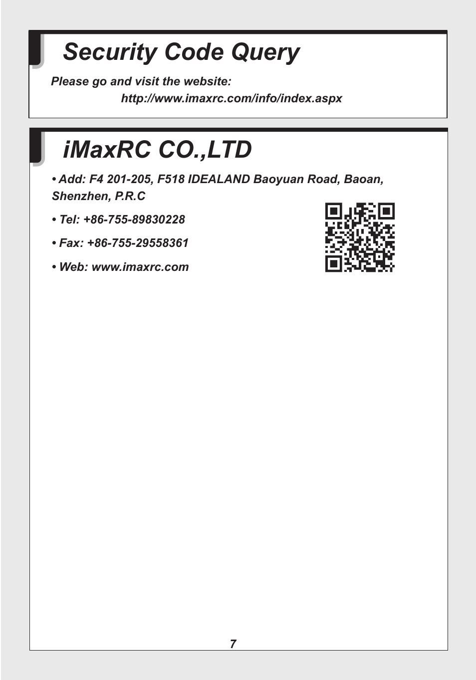 Security code query imaxrc co.,ltd | Imaxrc B6-Compact User Manual | Page 9 / 16