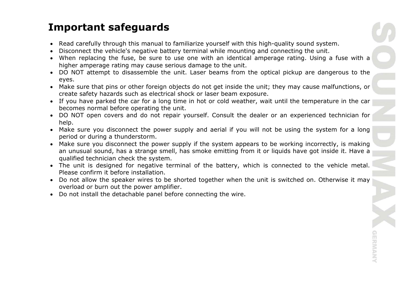 Important safeguards | SoundMax SM-CDM1036 User Manual | Page 3 / 41