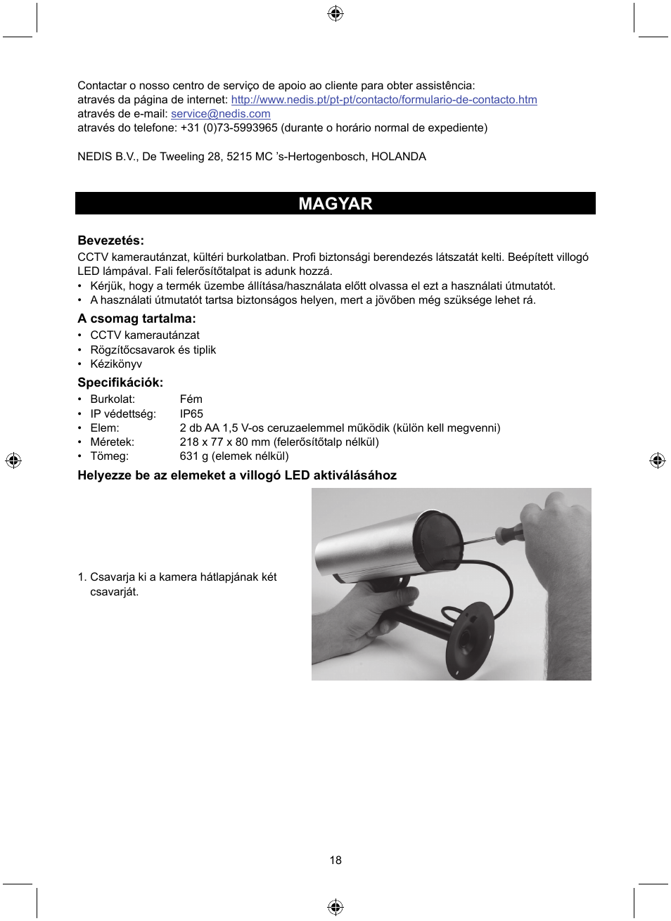 Magyar | Konig Electronic Dummy outdoor camera User Manual | Page 18 / 41