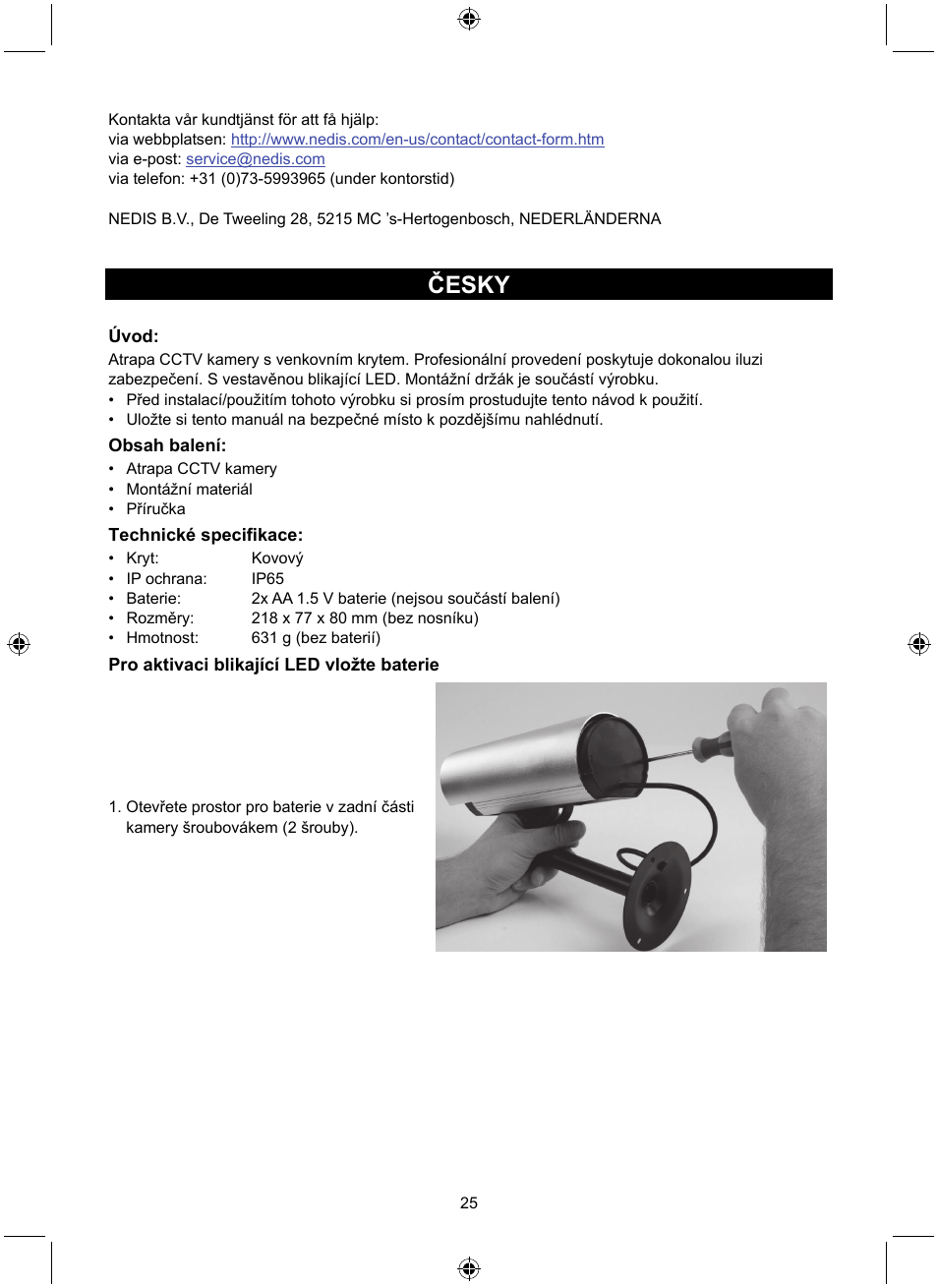 Česky | Konig Electronic Dummy outdoor camera User Manual | Page 25 / 41
