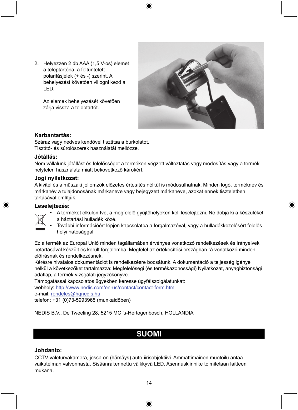 Suomi | Konig Electronic Dummy indoor camera User Manual | Page 14 / 28