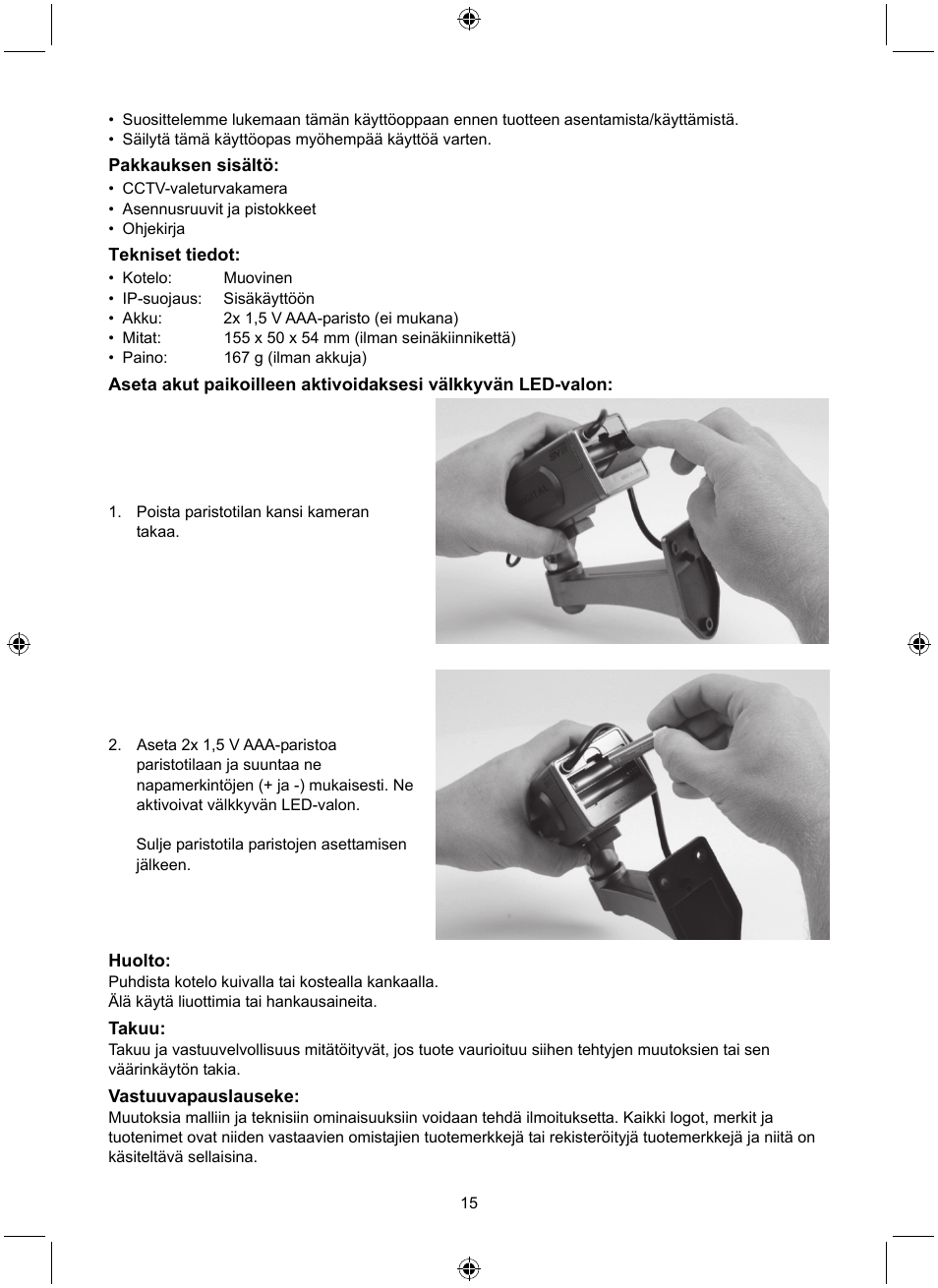 Konig Electronic Dummy indoor camera User Manual | Page 15 / 28