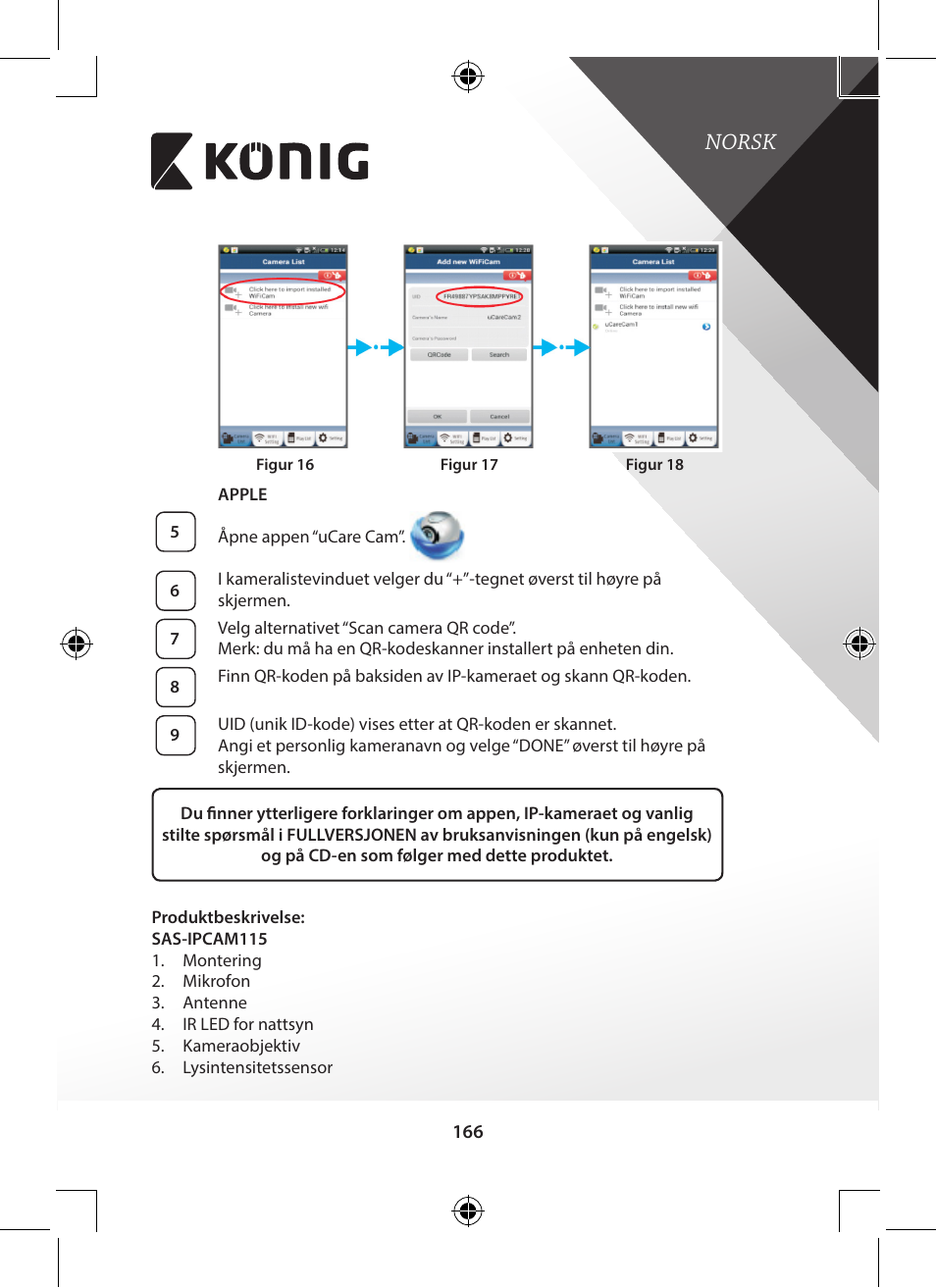 Figur 16”), Figur 17”), Figur 18”) | Norsk | Konig Electronic Outdoor IP camera remote video surveillance User Manual | Page 166 / 281