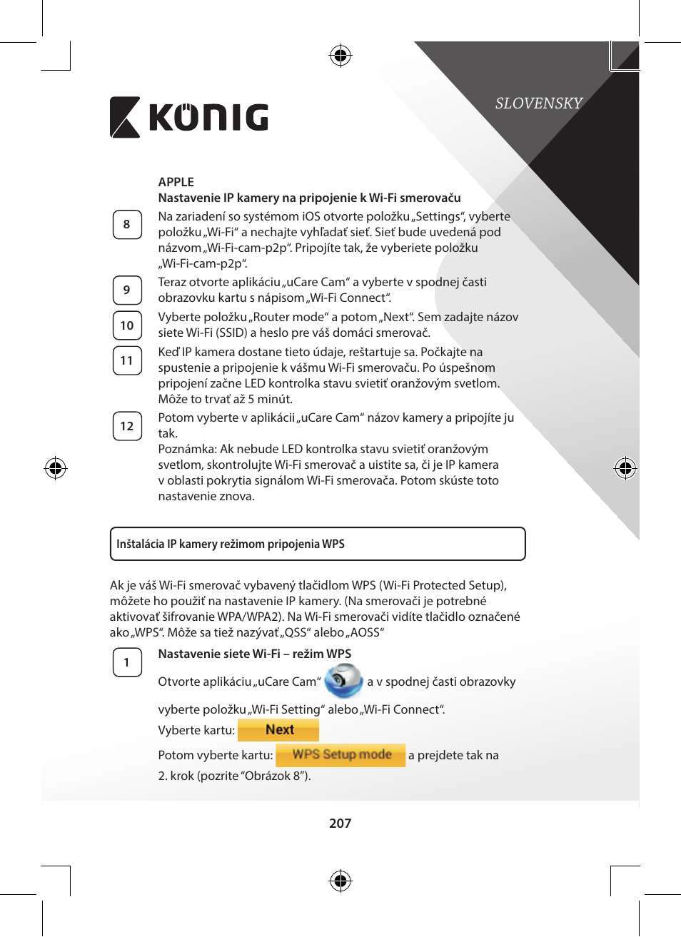 Slovensky | Konig Electronic Outdoor IP camera remote video surveillance User Manual | Page 207 / 281