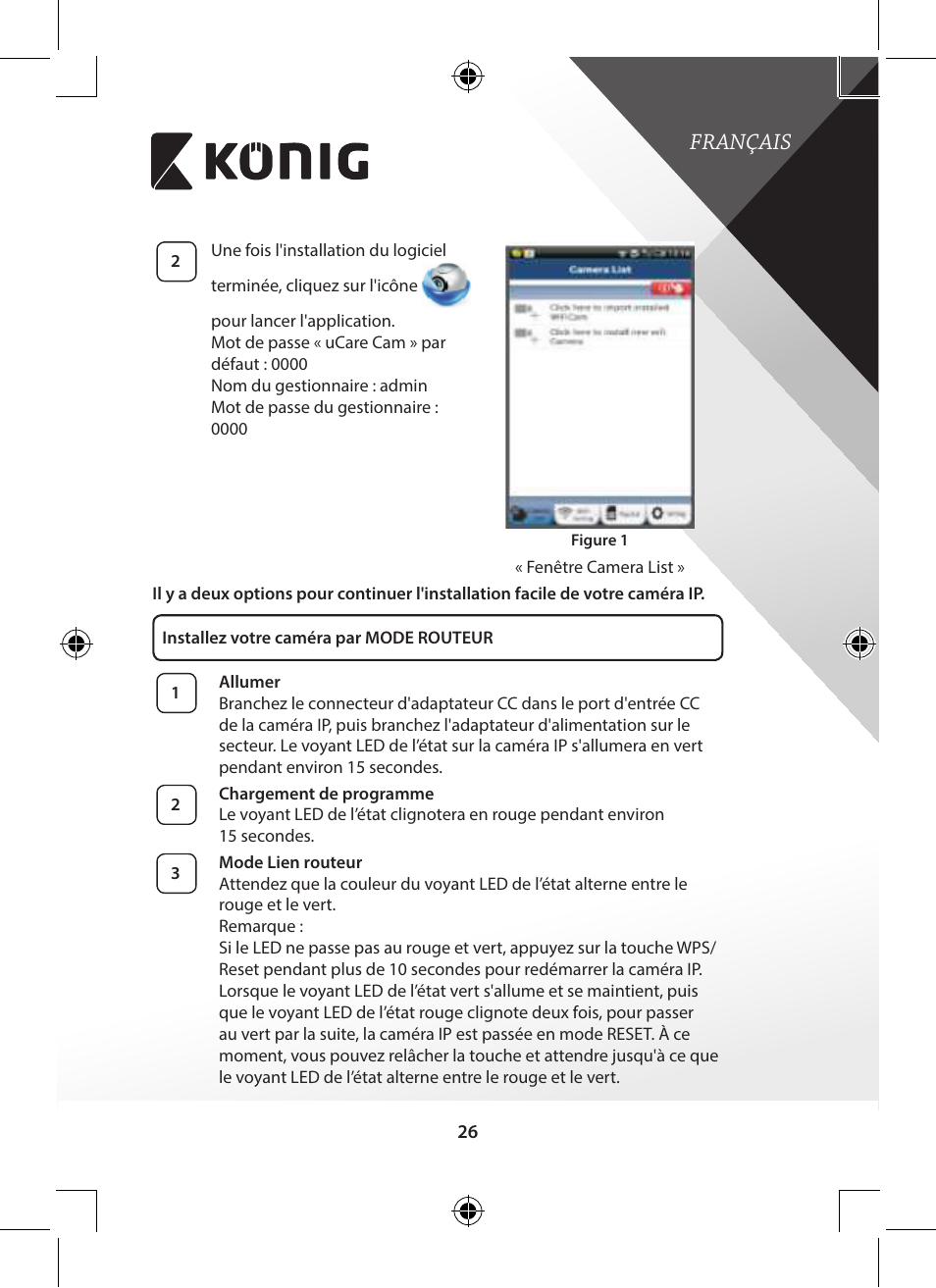 Français | Konig Electronic Outdoor IP camera remote video surveillance User Manual | Page 26 / 281