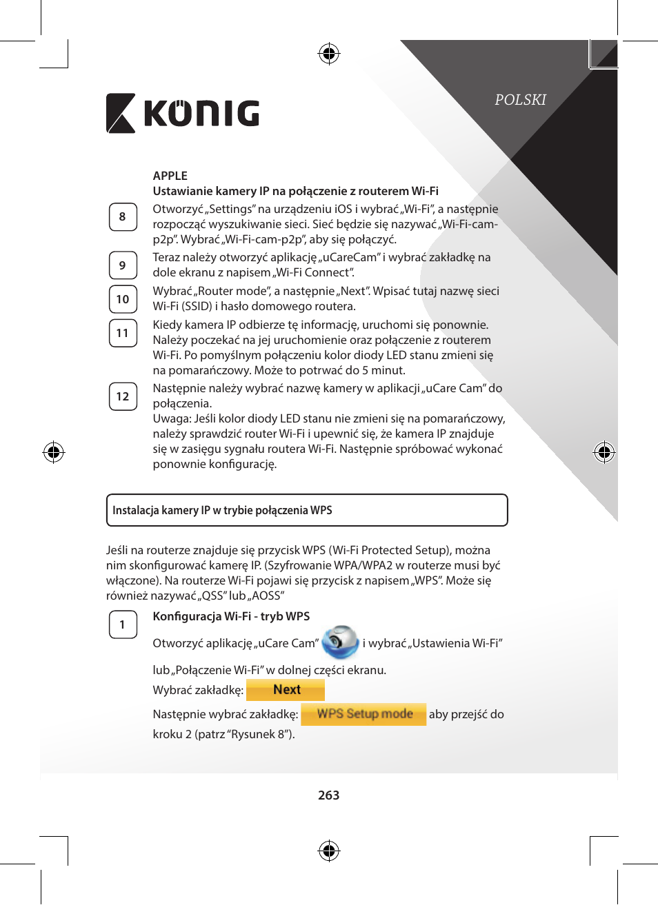 Polski | Konig Electronic Outdoor IP camera remote video surveillance User Manual | Page 263 / 281