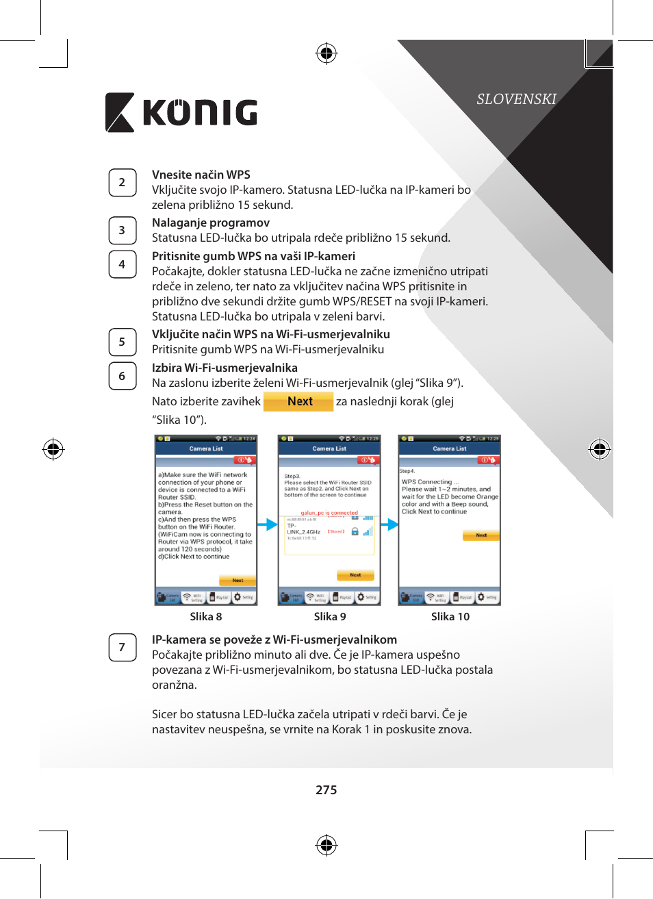 Slika 10”), Slovenski | Konig Electronic Outdoor IP camera remote video surveillance User Manual | Page 275 / 281