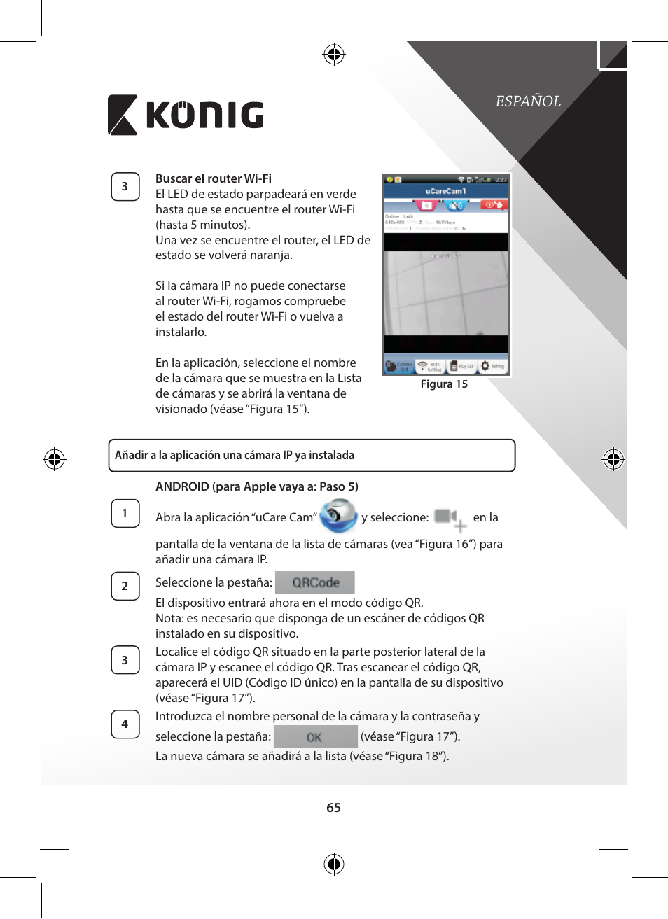 Español | Konig Electronic Outdoor IP camera remote video surveillance User Manual | Page 65 / 281