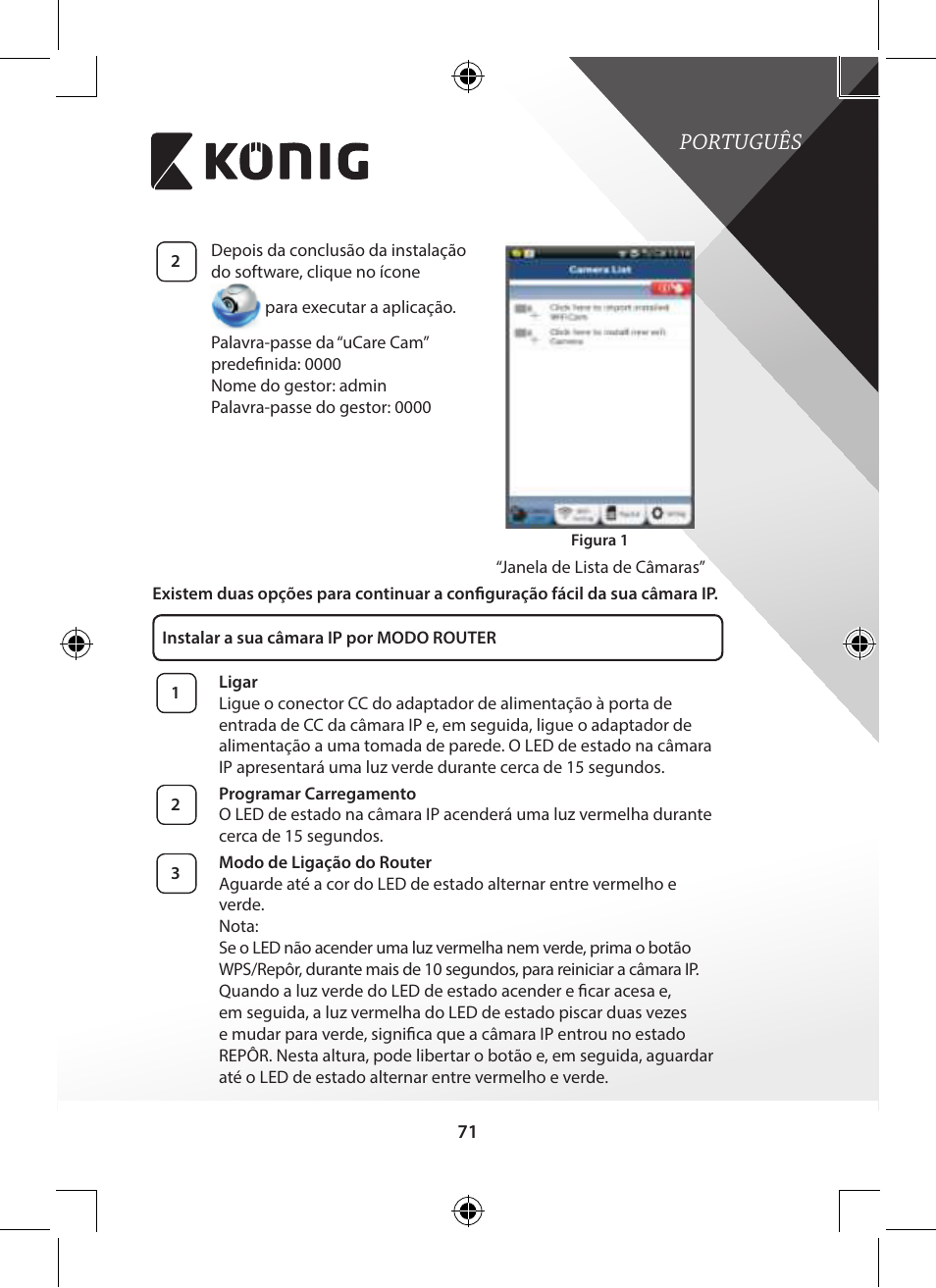 Português | Konig Electronic Outdoor IP camera remote video surveillance User Manual | Page 71 / 281